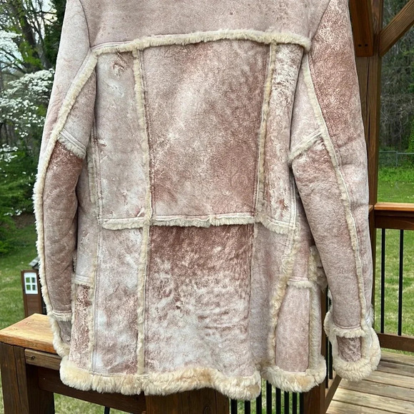 VTG ORIGINAL UNITED SHEEPLINED SUEDE LEATHER LAMB SHEEPSKIN COAT Sz40 - Picture 6 of 8